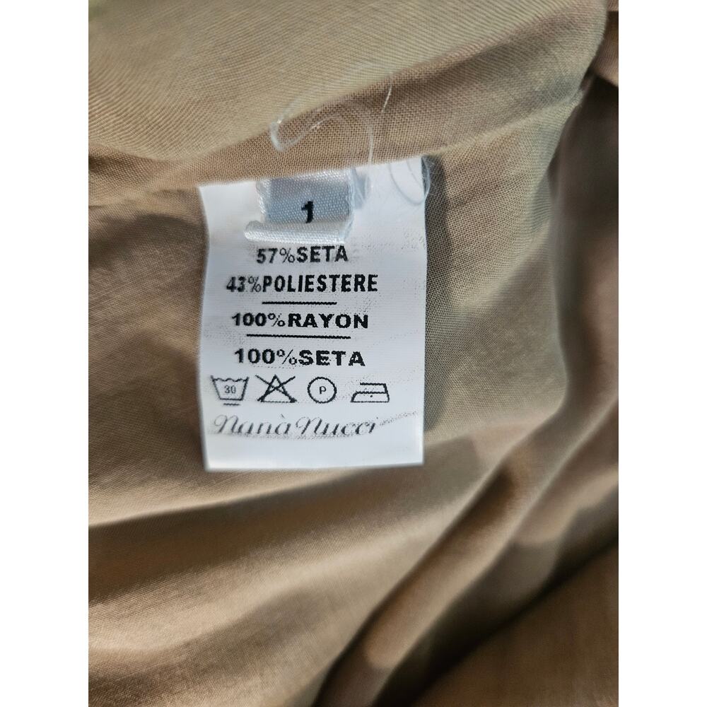 Nana Nucci Tan Tank Midi Dress Sz S Crinkled Fabric Gold Metallic Dashes Silk - Picture 10 of 10